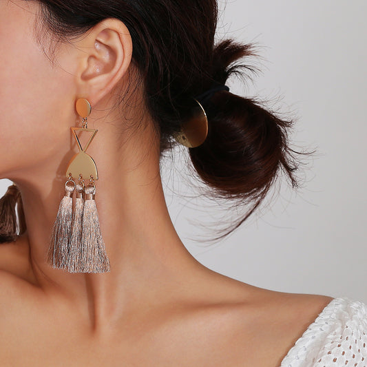 Triangle Hollow Letter Earrings for Women Vintage Minimalist Alloy Plated
