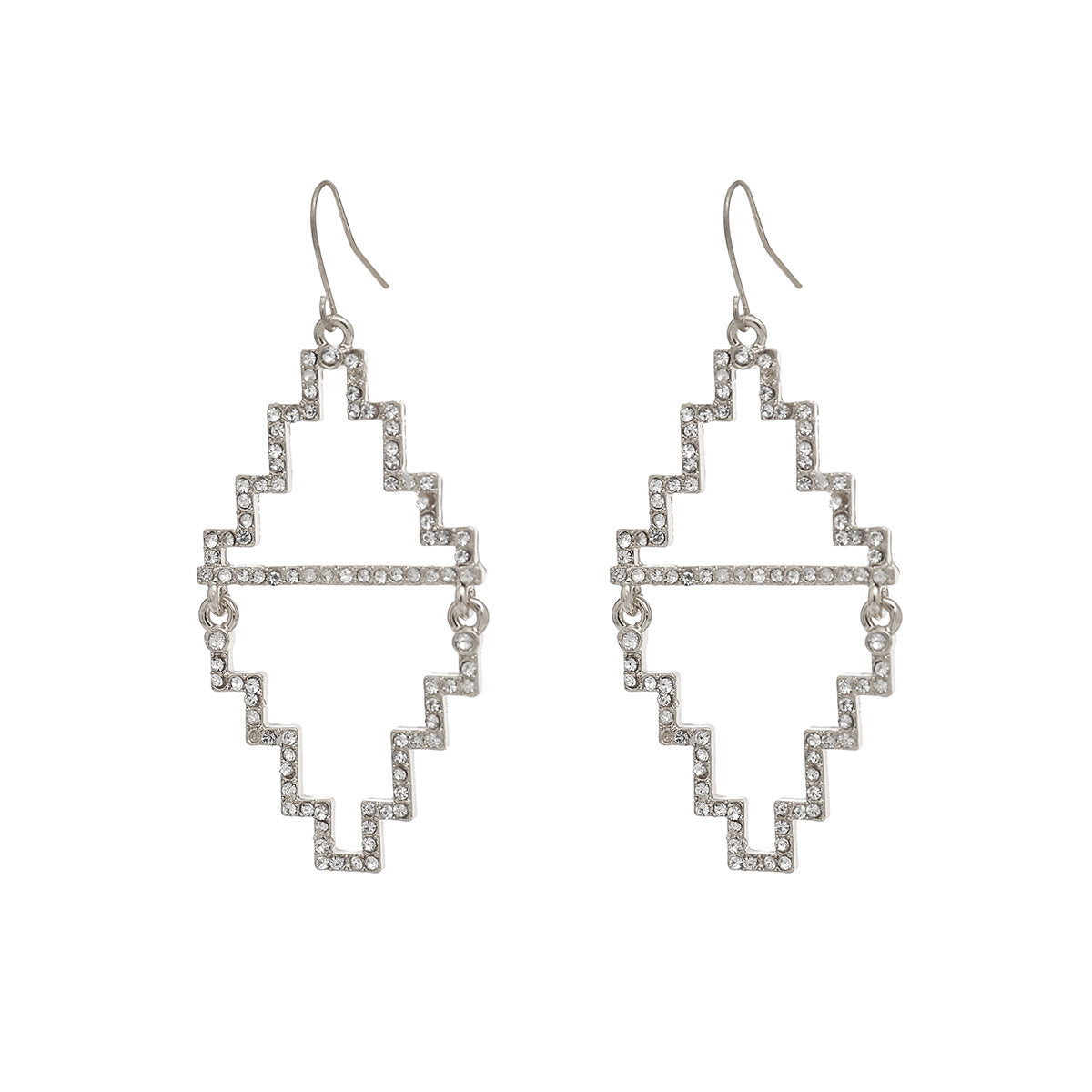 Orecchini in lega geometrici individuali e minimalisti con strass