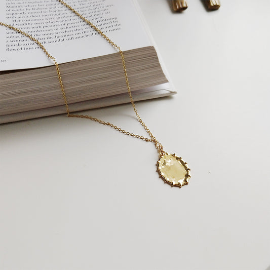 Collana ovale geometrica in argento sterling 925 placcato oro