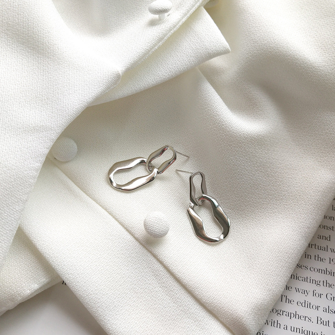 Orecchini larghi a cuore geometrico minimalisti in argento sterling 925