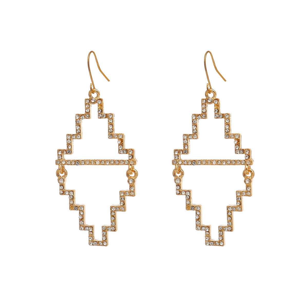 Orecchini in lega geometrici individuali e minimalisti con strass