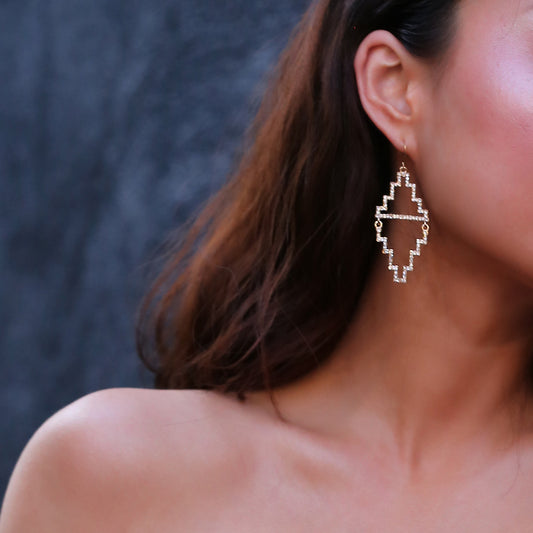 Pendientes de aleación con rombos de cristal, geométricos, individualistas y minimalistas