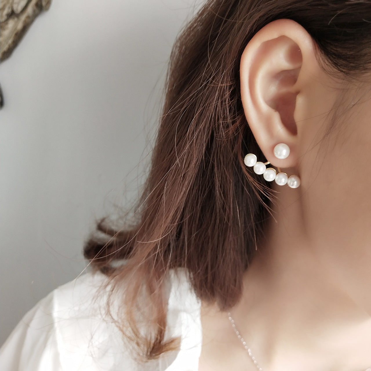 Sweet Elegant 925 Sterling Silver Teardrop Pearl Inlay Earrings