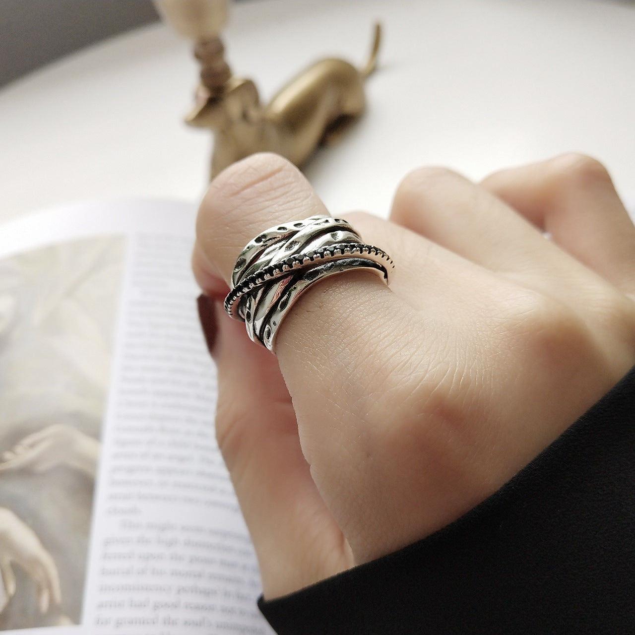 Anello a cuore da donna in argento sterling 925 vintage