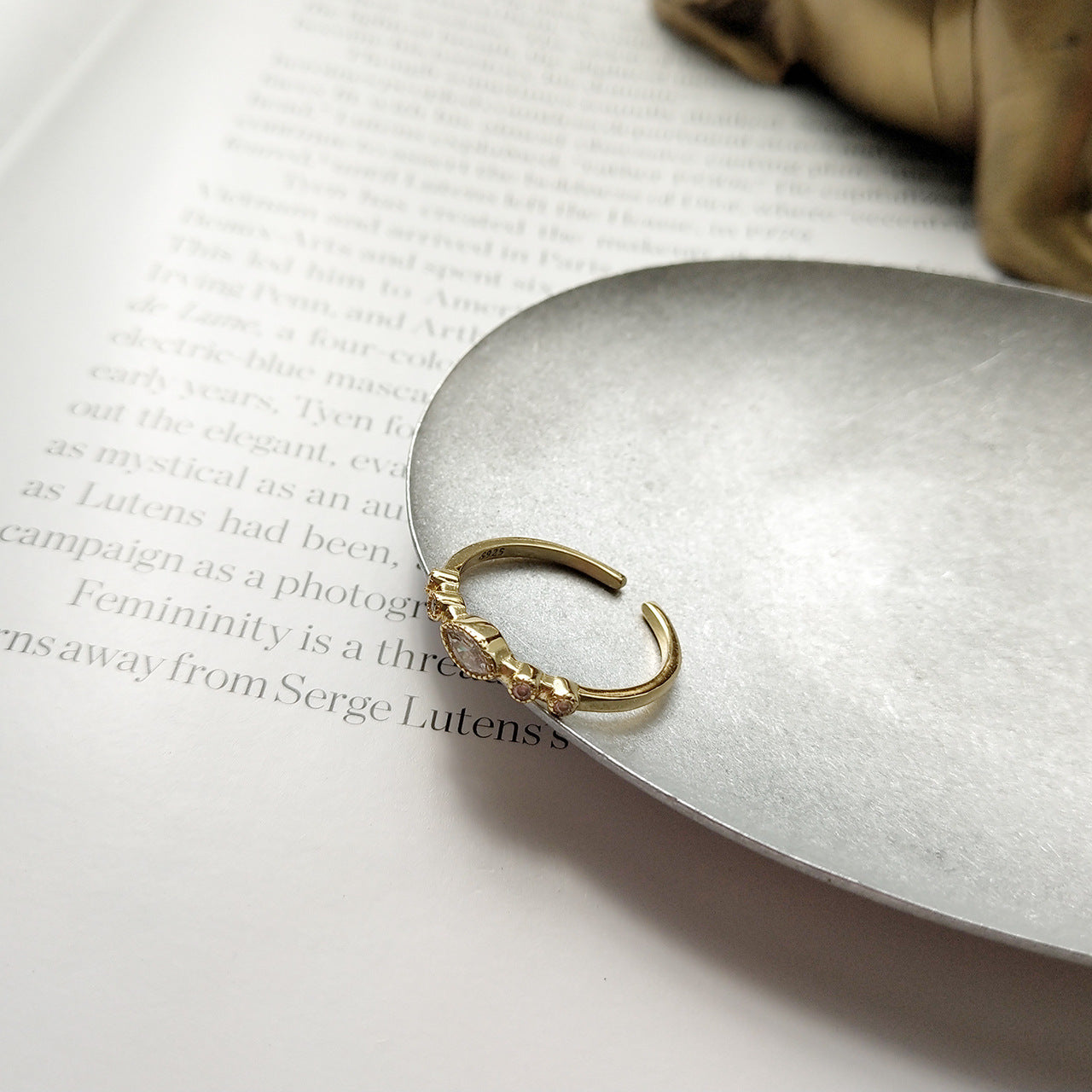 925 Sterling Silver 18K Gold Plated Star Geometric Open Ring for Women