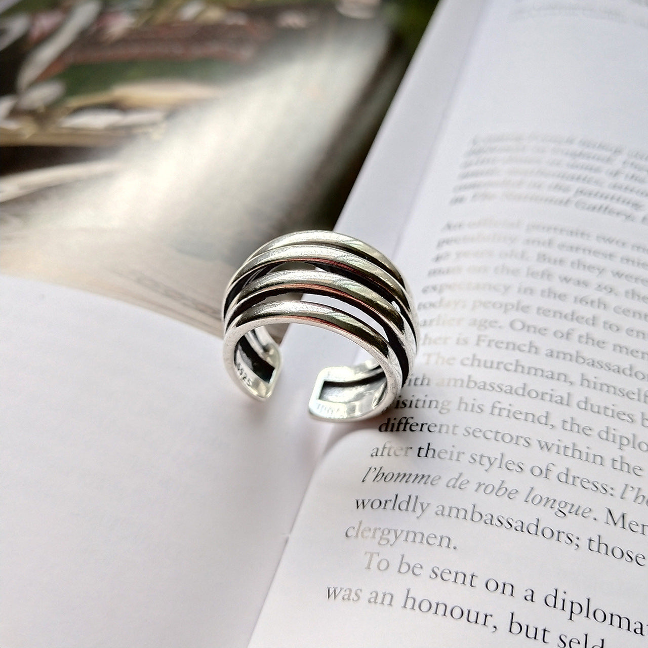 Anello da donna vintage in argento sterling 925 a cuore geometrico