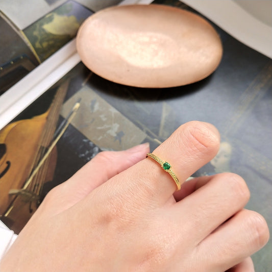 Anillo redondo geométrico chapado en plata de ley 925 para mujer