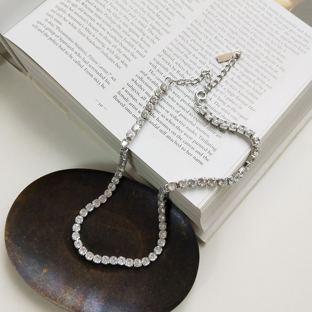 Collana girocollo in zircone da donna, in argento sterling, stile dolce, geometrico e minimalista