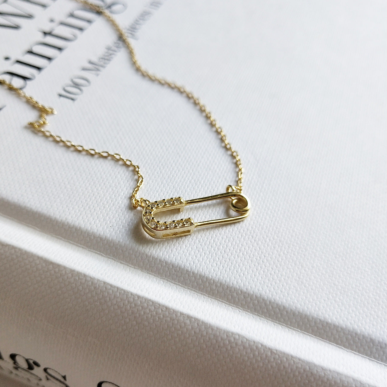 Heart Shaped 925 Sterling Silver Rhinestone Inlay Plated Ball Chain Necklace for Women