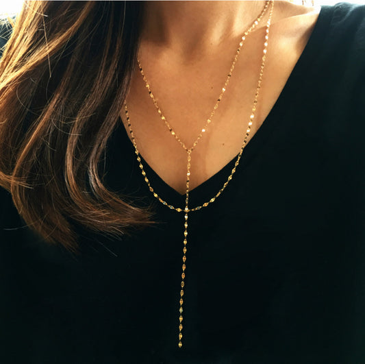 Collar con cadena trenzada en forma de caja, de plata de ley 925 chapada en oro, con diseño de doble bucle geométrico