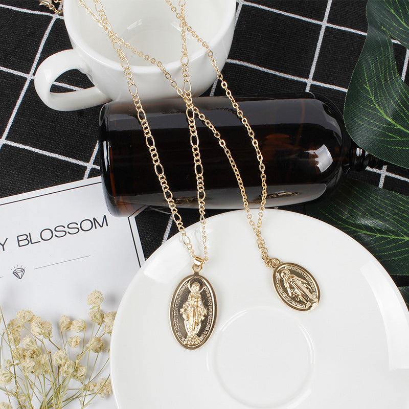 Vintage Double Layer Geometric Necklace Alloy Snake Chain