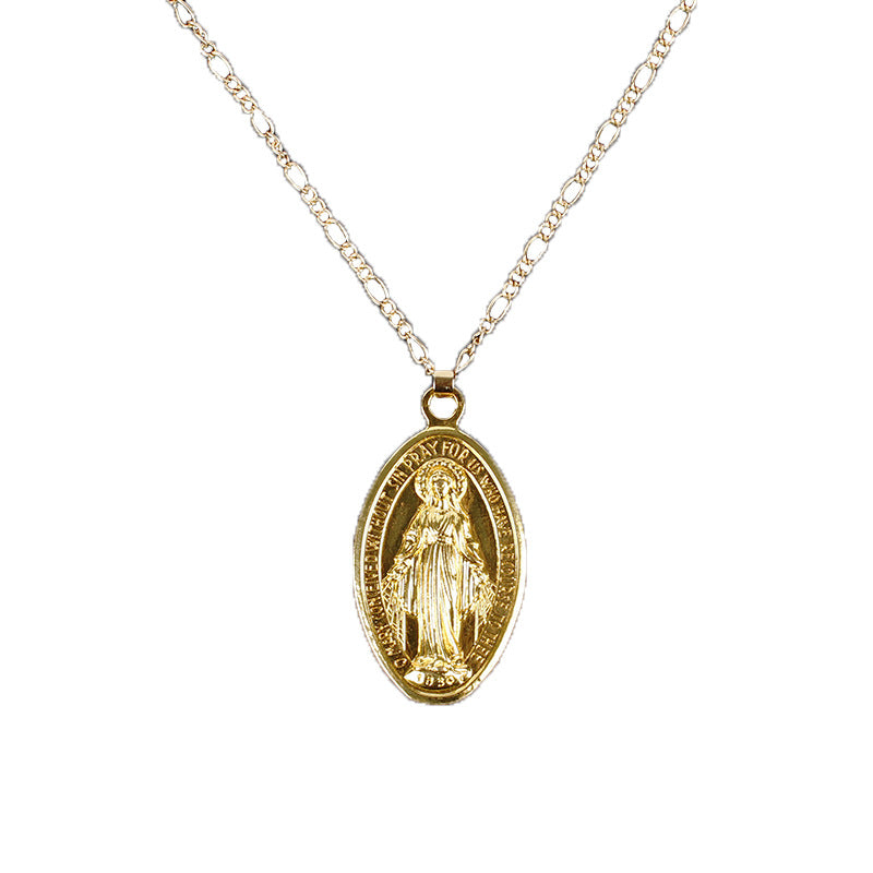Religious Cross Pendant Necklace Plated Alloy Geometric Style
