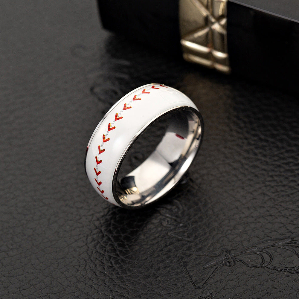 Geometric Titanium Steel Drip Oil Ring Unisex Sports Jewelry