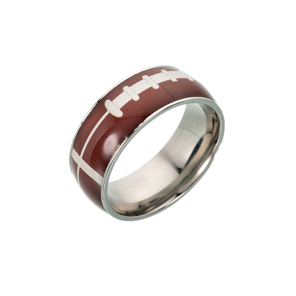 Geometric Titanium Steel Drip Oil Ring Unisex Sports Jewelry