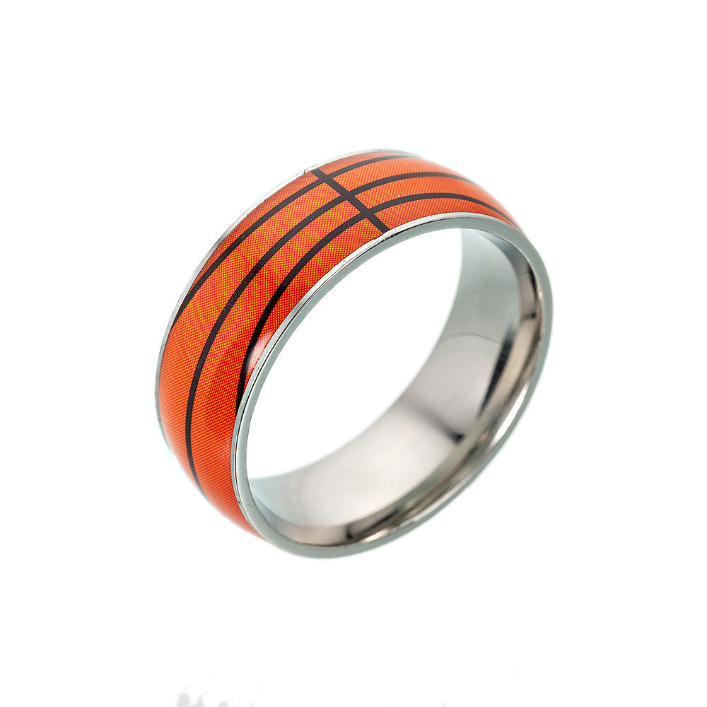 Geometric Titanium Steel Drip Oil Ring Unisex Sports Jewelry