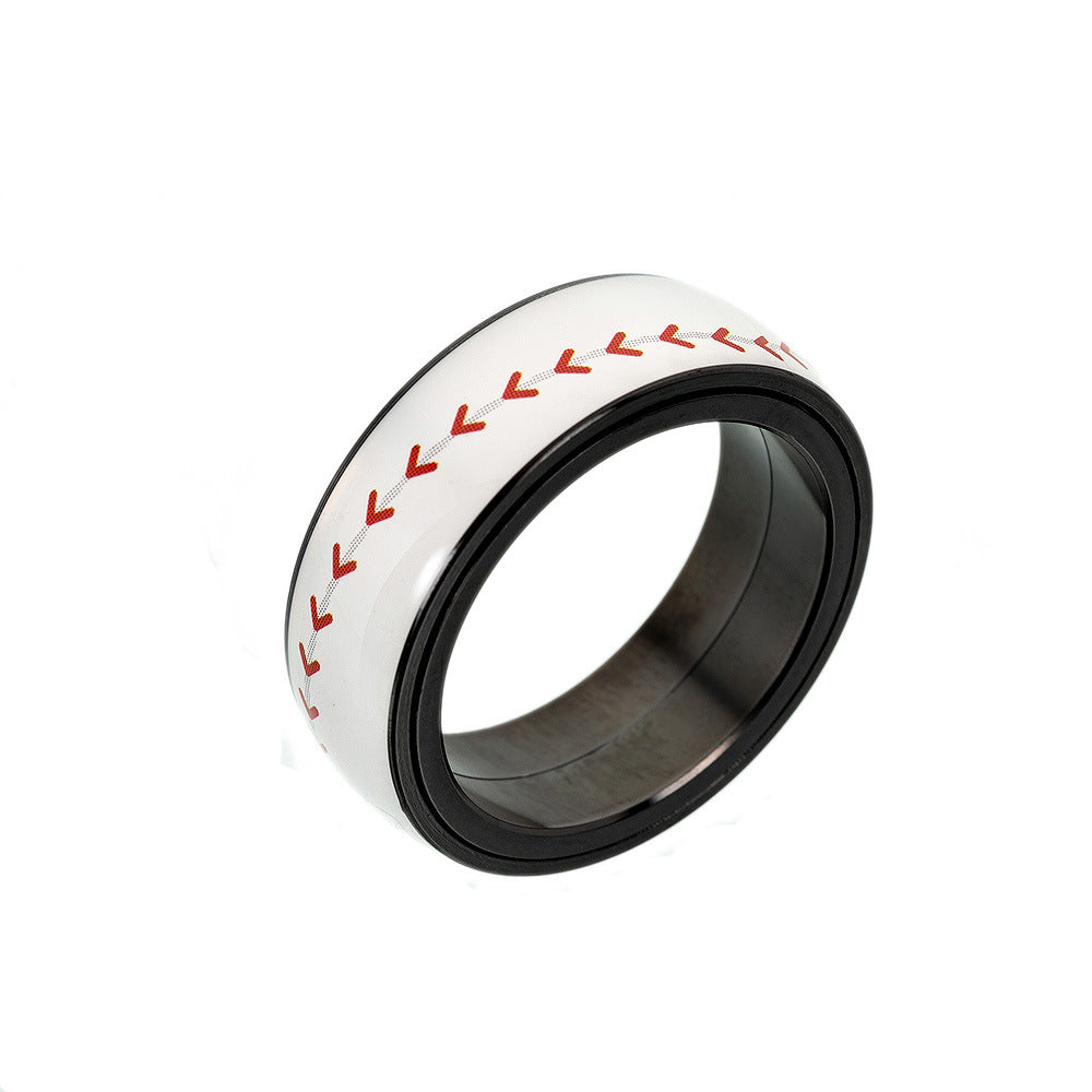 Unisex Geometric Titanium Steel Drip Oil Spinner Ring Sports Theme Stress Relief Jewelry