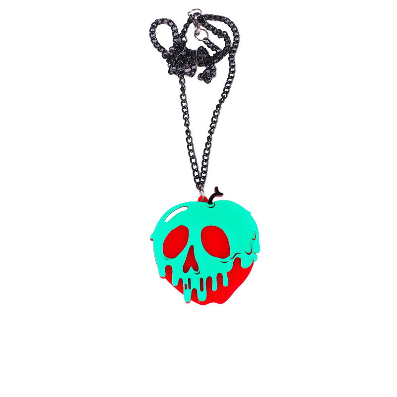 Collar con colgante de acrílico de manzana con diseño de Halloween