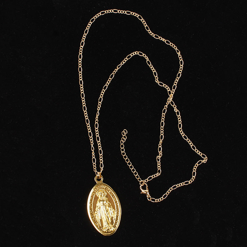 Religious Cross Pendant Necklace Plated Alloy Geometric Style