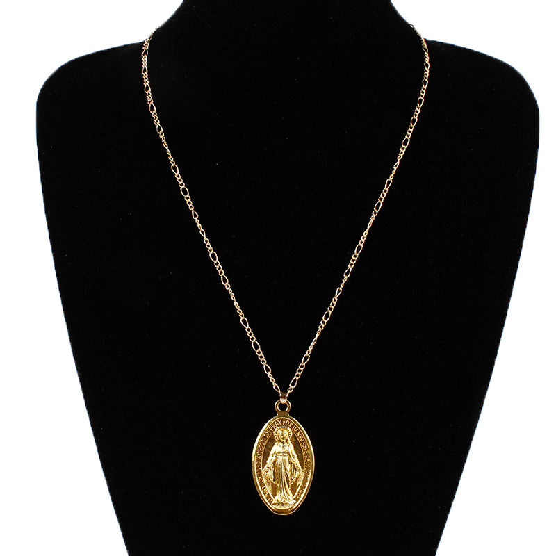 Religious Cross Pendant Necklace Plated Alloy Geometric Style