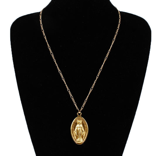 Collar con colgante de cruz religiosa de aleación bañada estilo geométrico