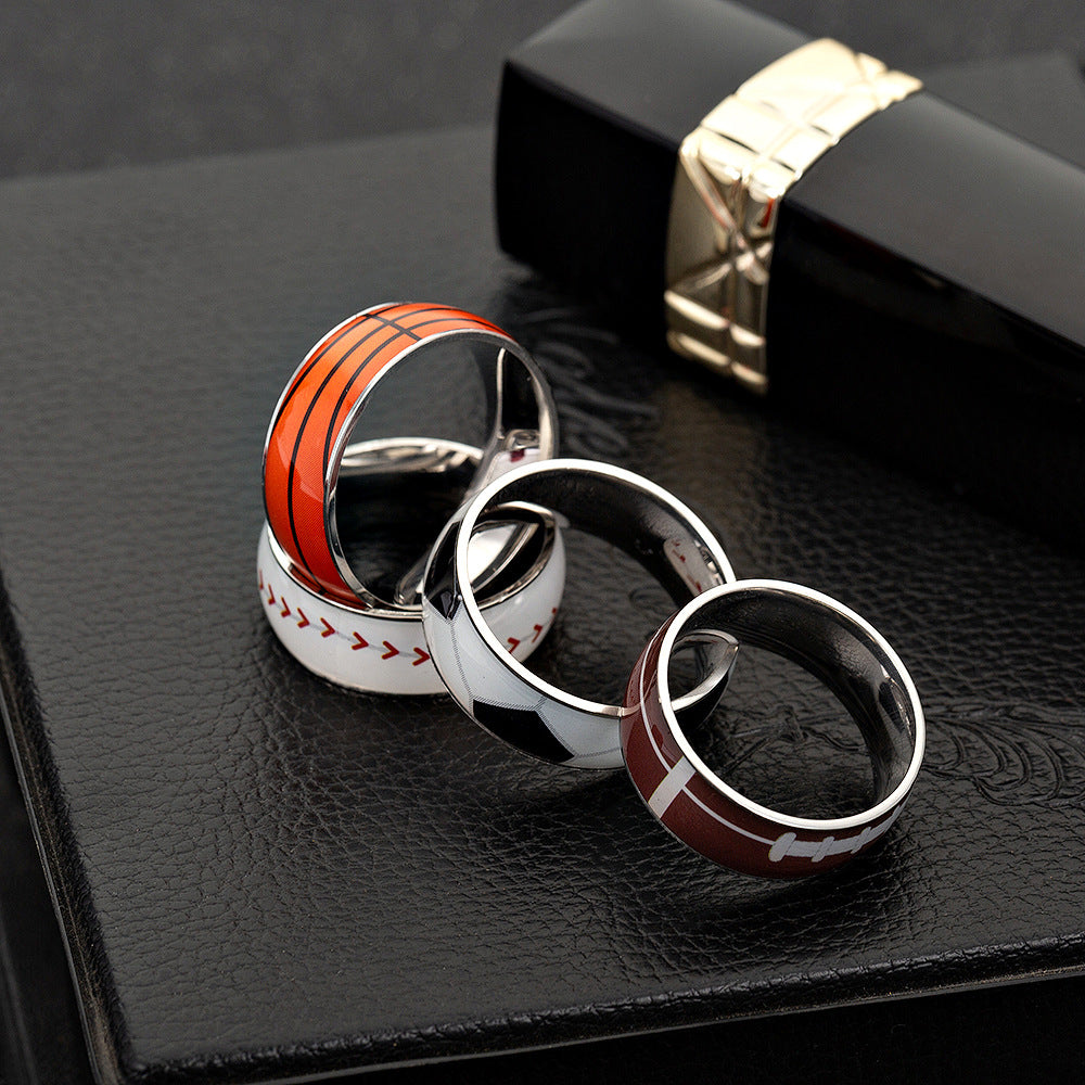 Geometric Titanium Steel Drip Oil Ring Unisex Sports Jewelry
