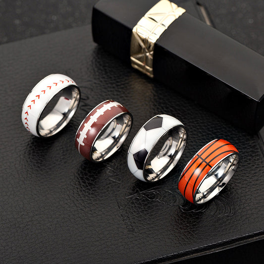 Geometric Titanium Steel Drip Oil Ring Unisex Sports Jewelry
