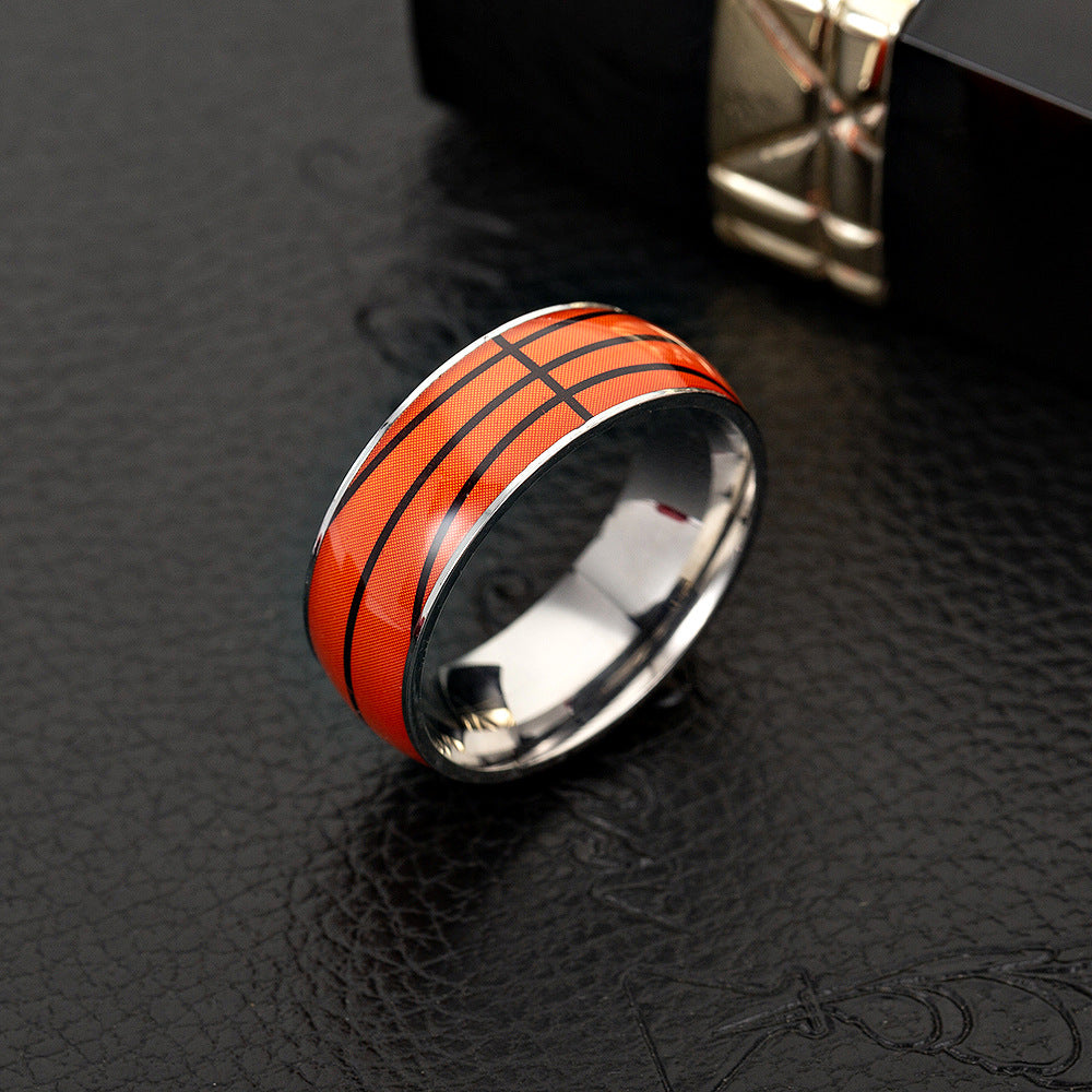 Geometric Titanium Steel Drip Oil Ring Unisex Sports Jewelry