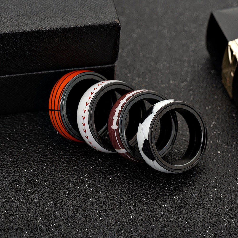 Unisex Geometric Titanium Steel Drip Oil Spinner Ring Sports Theme Stress Relief Jewelry