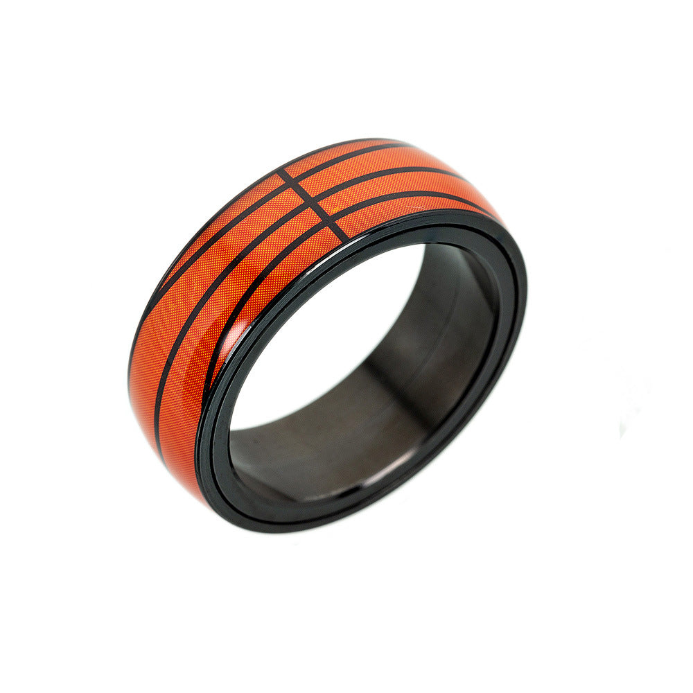 Unisex Geometric Titanium Steel Drip Oil Spinner Ring Sports Theme Stress Relief Jewelry