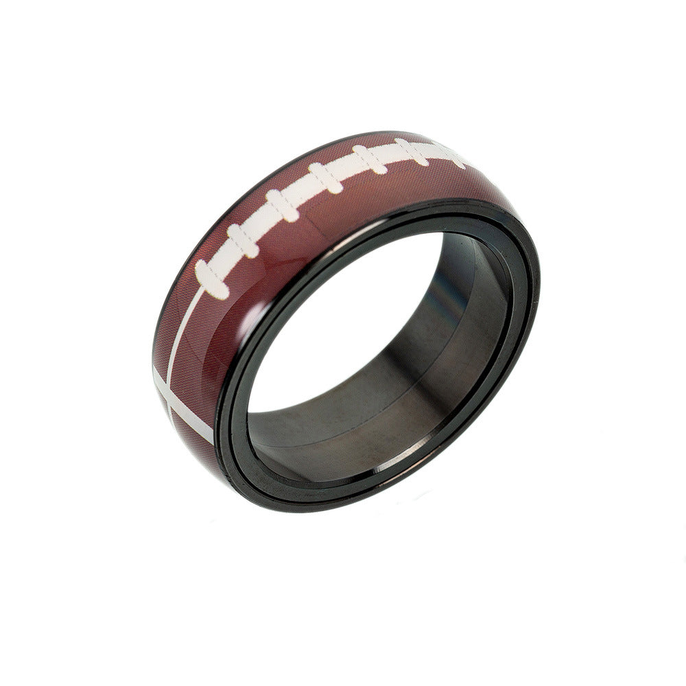 Unisex Geometric Titanium Steel Drip Oil Spinner Ring Sports Theme Stress Relief Jewelry