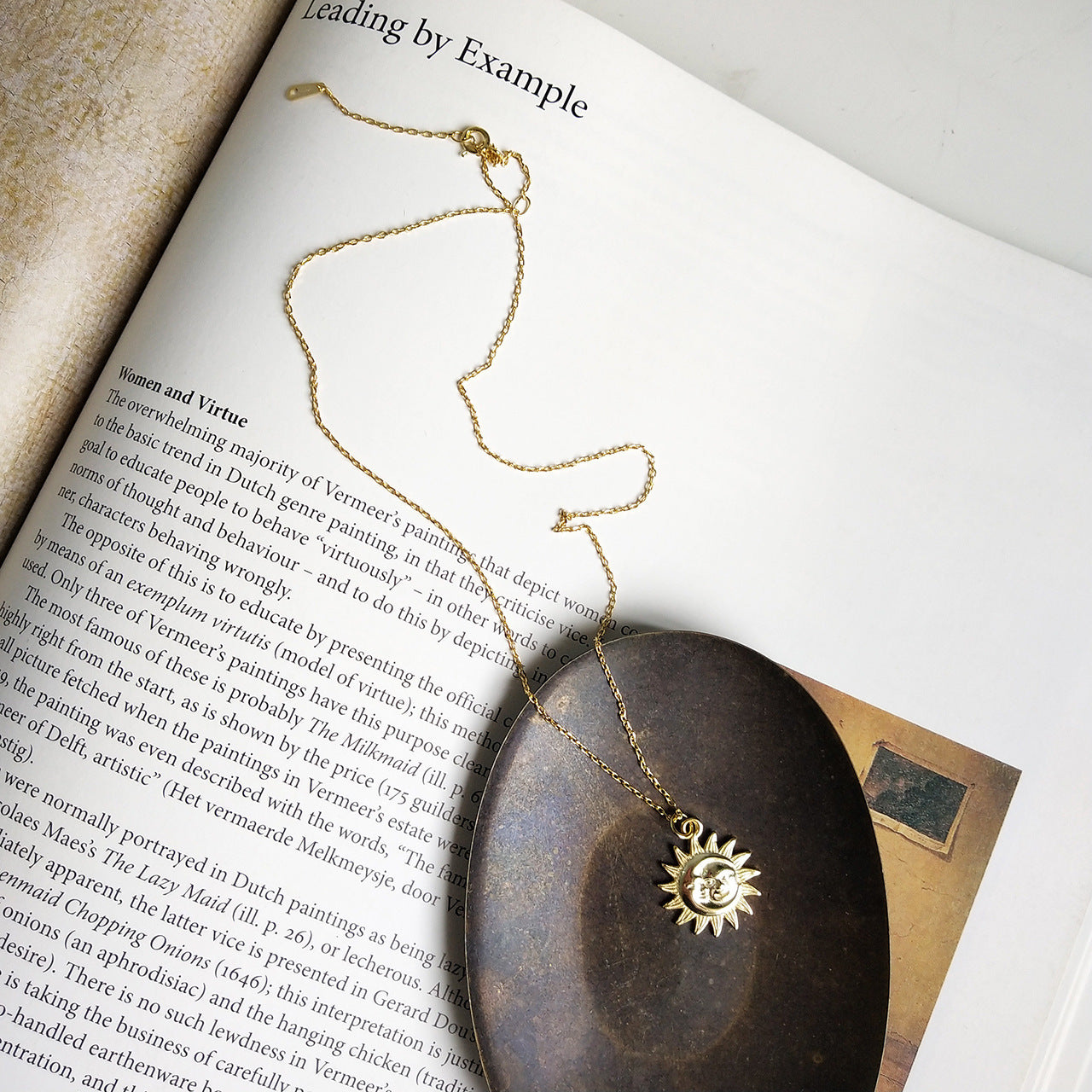 Minimalist 925 Sterling Silver Gold Plated Moon Geometric Pendant Necklace