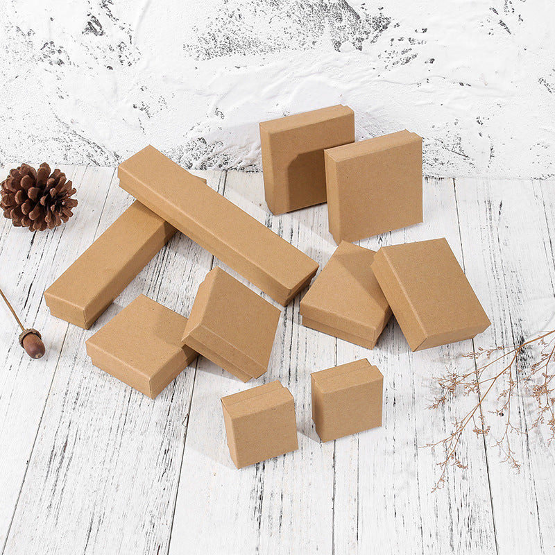 Vintage Classic Kraft Paper Jewelry Box for Earrings Rings Bracelets Necklaces