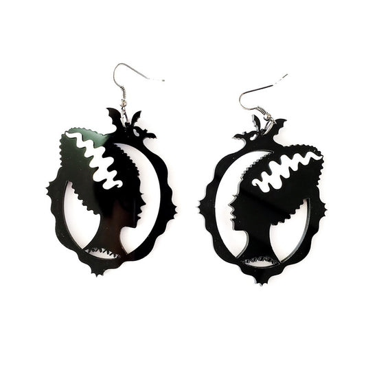 Edgy Dark Witch Cartoon Character Acrylic Earrings Halloween Costume Jewelry