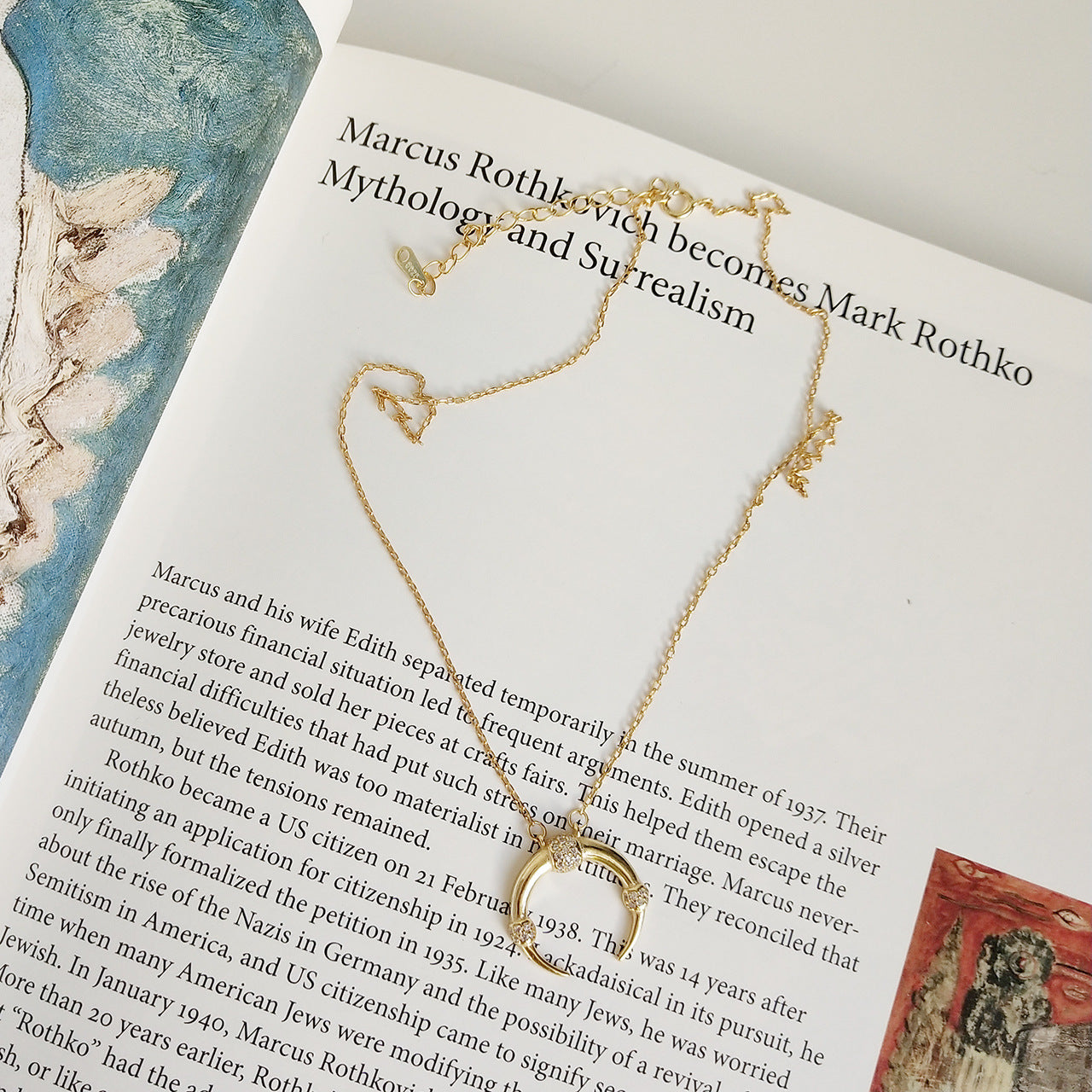 Collar de luna con diamantes de plata de ley 925
