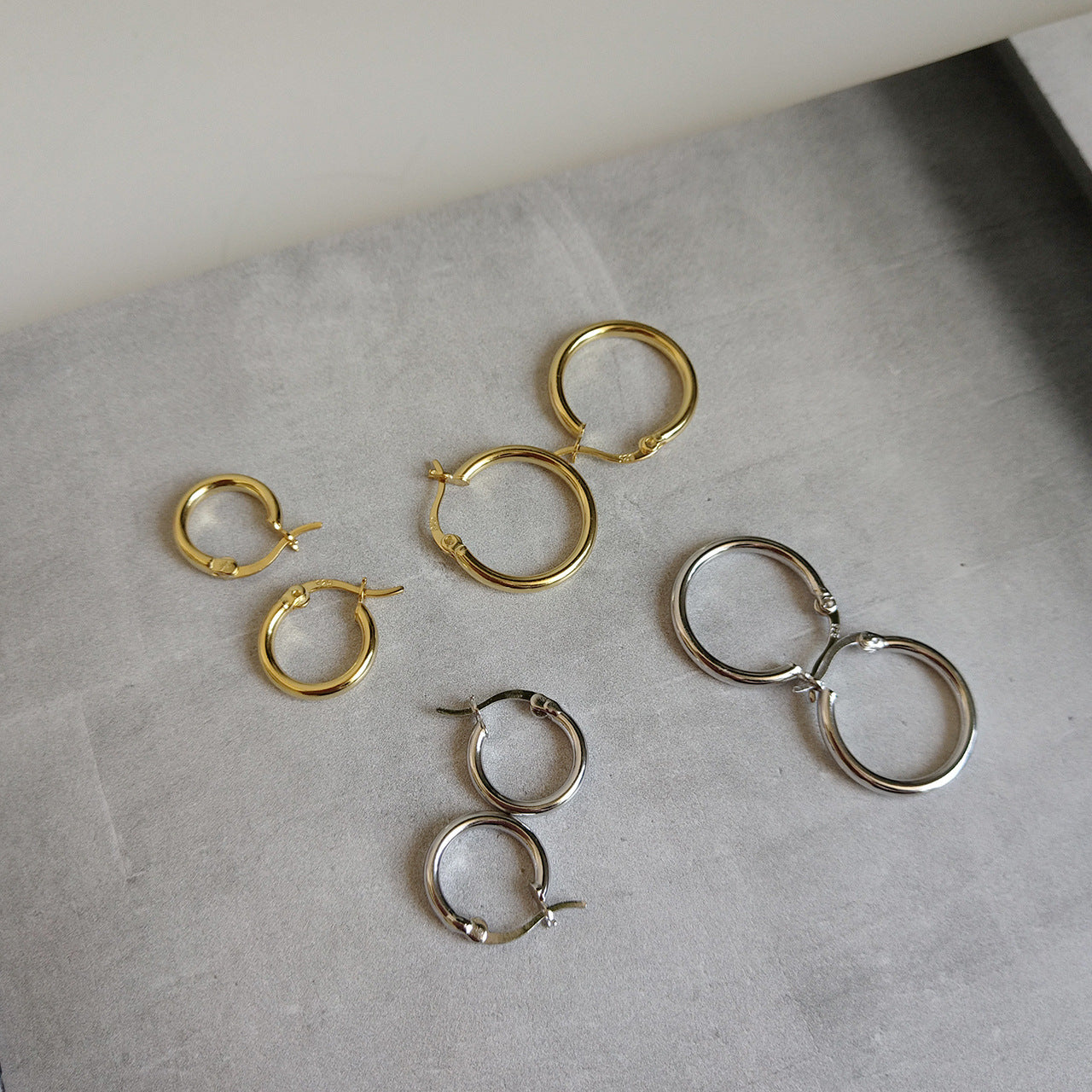 Sweet Minimalist 925 Sterling Silver Plated Floral Round Geometric Earrings