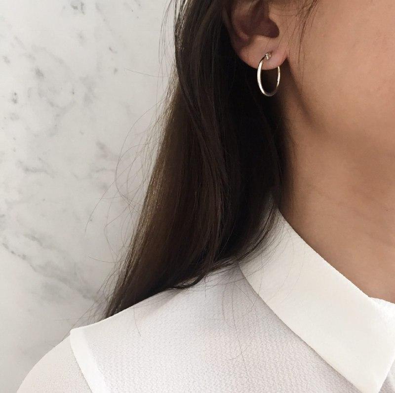 Sweet Minimalist 925 Sterling Silver Plated Floral Round Geometric Earrings