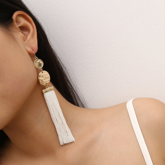 Pendientes de borla geométricos minimalistas para mujer, chapados en aleación, pendientes colgantes
