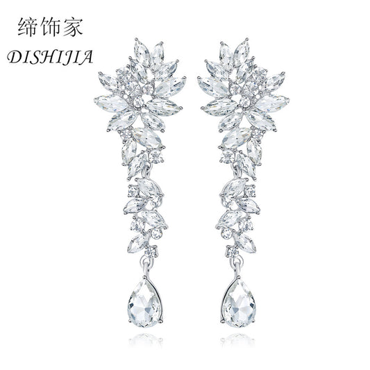 Minimalist Floral Rhinestone Ear Cuffs for Women Alloy Plated Earrings