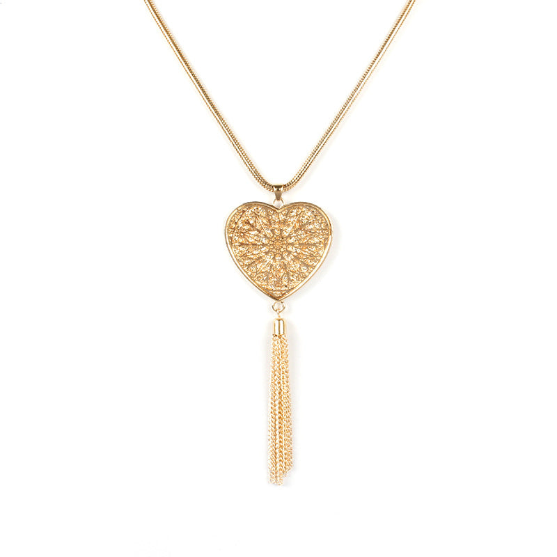 Hollow Geometric Disc Pendant Necklace for Women Alloy Cross Chain