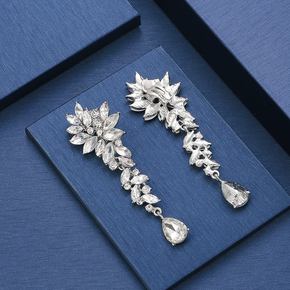 Minimalist Floral Rhinestone Ear Cuffs for Women Alloy Plated Earrings