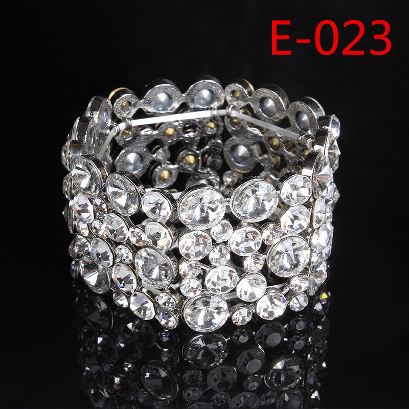 Rhinestone Floral Alloy Bracelet for Women Polished Wedding Bridal Accessory