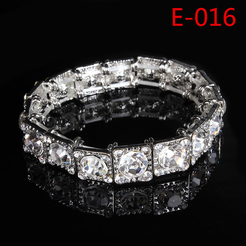 Rhinestone Floral Alloy Bracelet for Women Polished Wedding Bridal Accessory