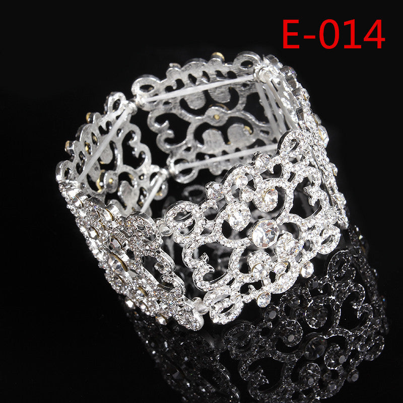 Rhinestone Floral Alloy Bracelet for Women Polished Wedding Bridal Accessory