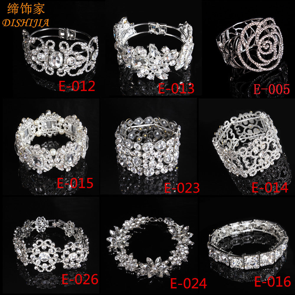 Rhinestone Floral Alloy Bracelet for Women Polished Wedding Bridal Accessory
