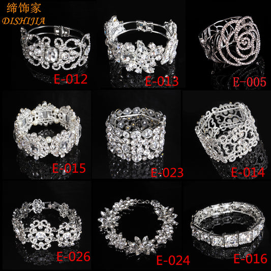 Rhinestone Floral Alloy Bracelet for Women Polished Wedding Bridal Accessory