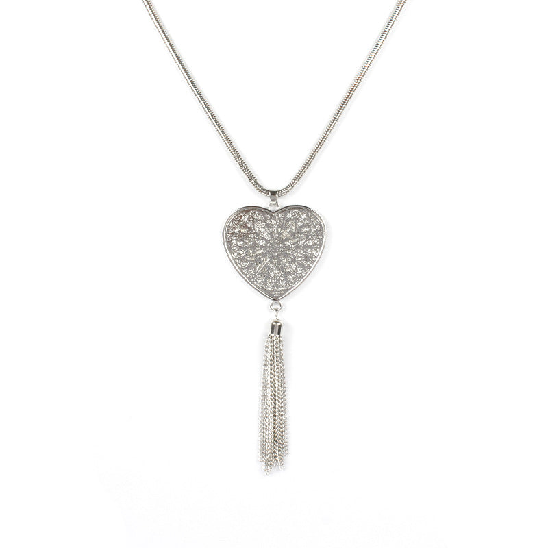 Hollow Geometric Disc Pendant Necklace for Women Alloy Cross Chain
