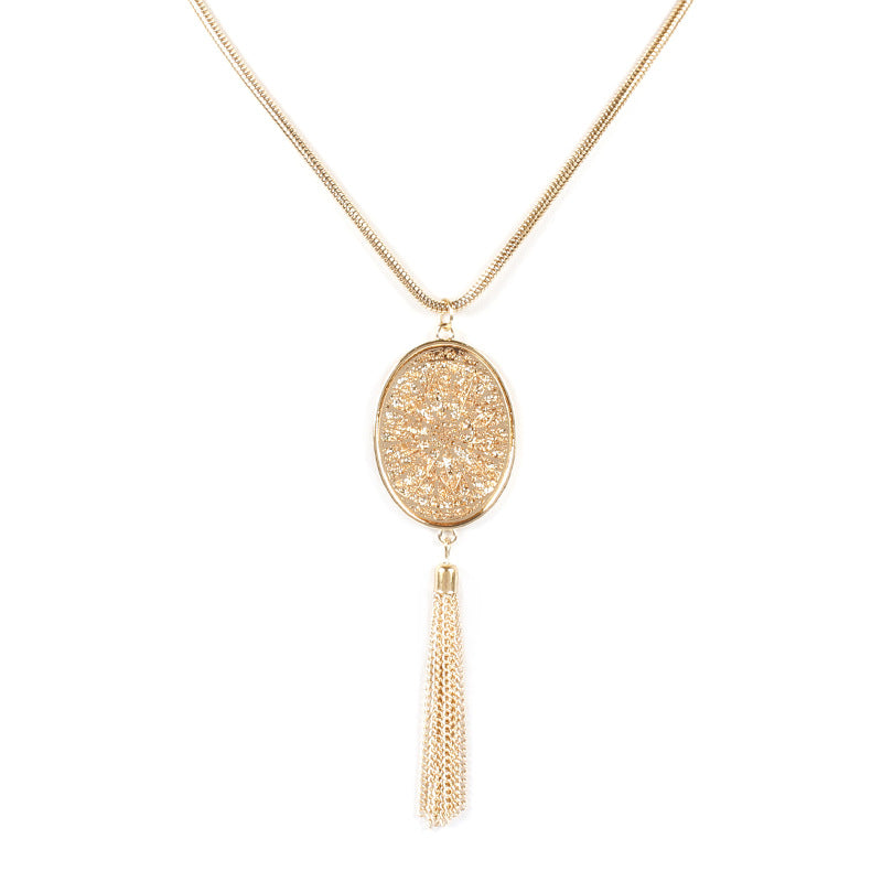 Hollow Geometric Disc Pendant Necklace for Women Alloy Cross Chain