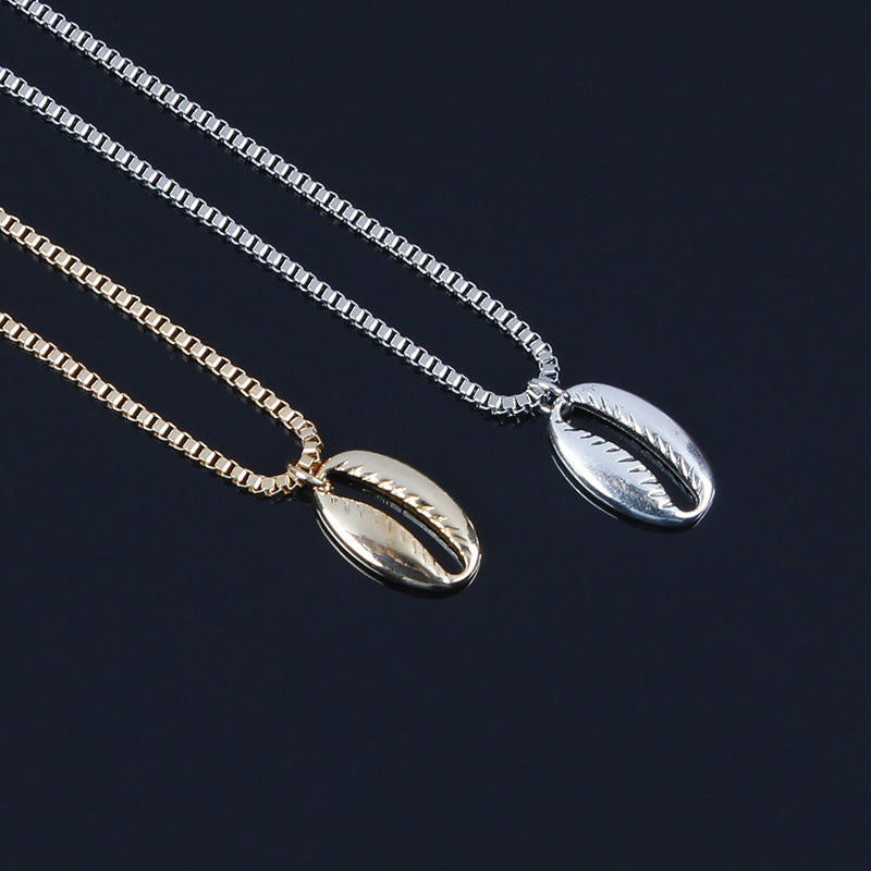 Fashion Minimalist Plated Alloy Shell Necklace Cross Chain Women's Pendant Jewelry