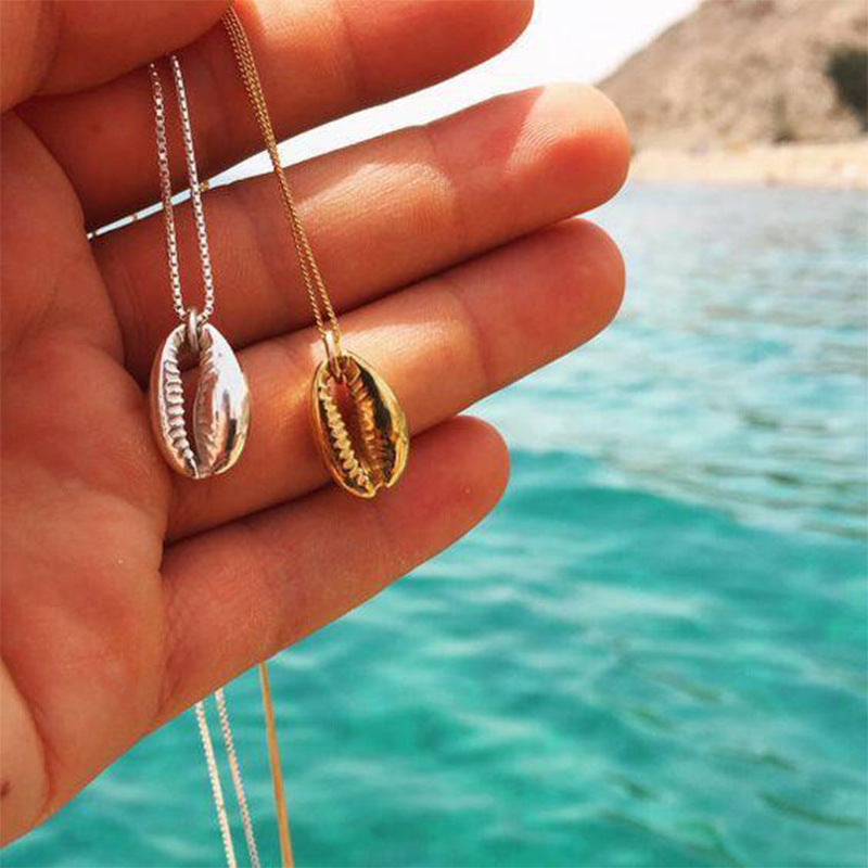 Fashion Minimalist Plated Alloy Shell Necklace Cross Chain Women's Pendant Jewelry