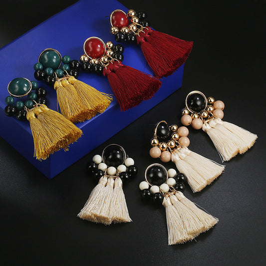 Alloy Geometric Tassel Earrings for Women Bohemian Style
